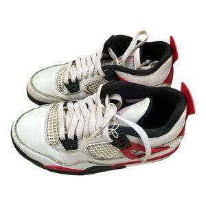 Size 4Y /- Nike Air Jordan 4 Retro Red Cement GS White Shoes No Insoles